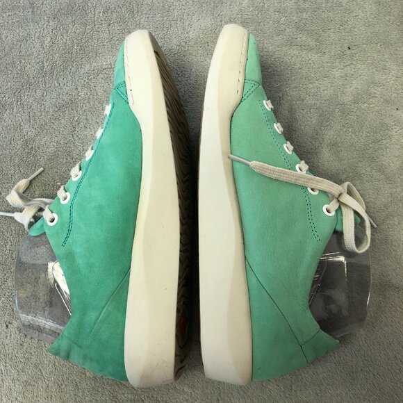 Softinos Isla Washed Comfort Lace Up Green Leather Sneakers - Picture 5 of 14